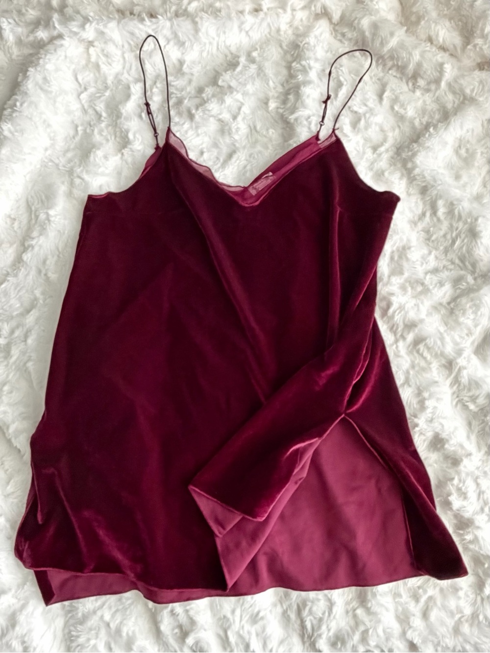 Free People Burgundy Velvet Slip Tank